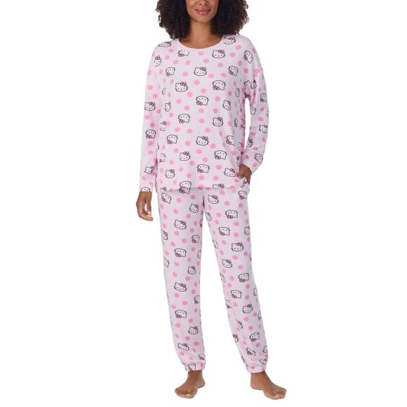 NWT Hello Kitty Women's 2-PC Printed Long Sleeve Soft Jersey Pajama Lounge Set - Picture 1 of 11
